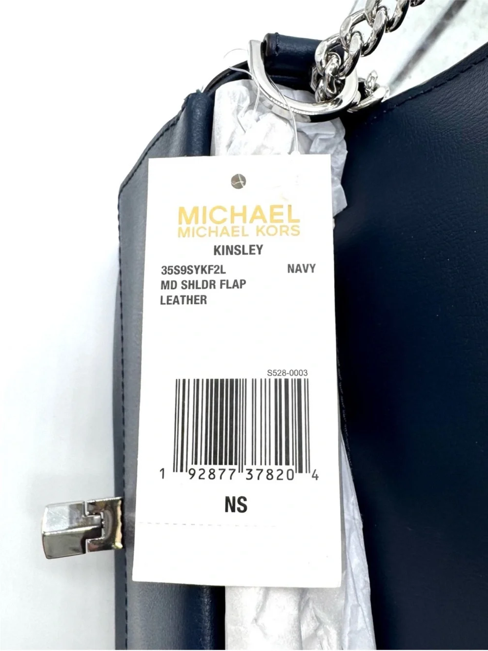 Michael Kors Kinsley Medium Shoulder Flap Crossbody Bag Navy Blue